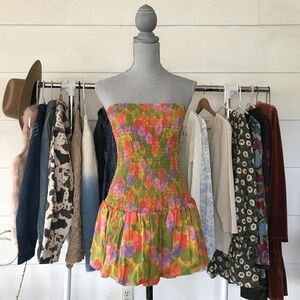 Urban Outfitters Strapless Mini Floral Dress Womens Size Medium